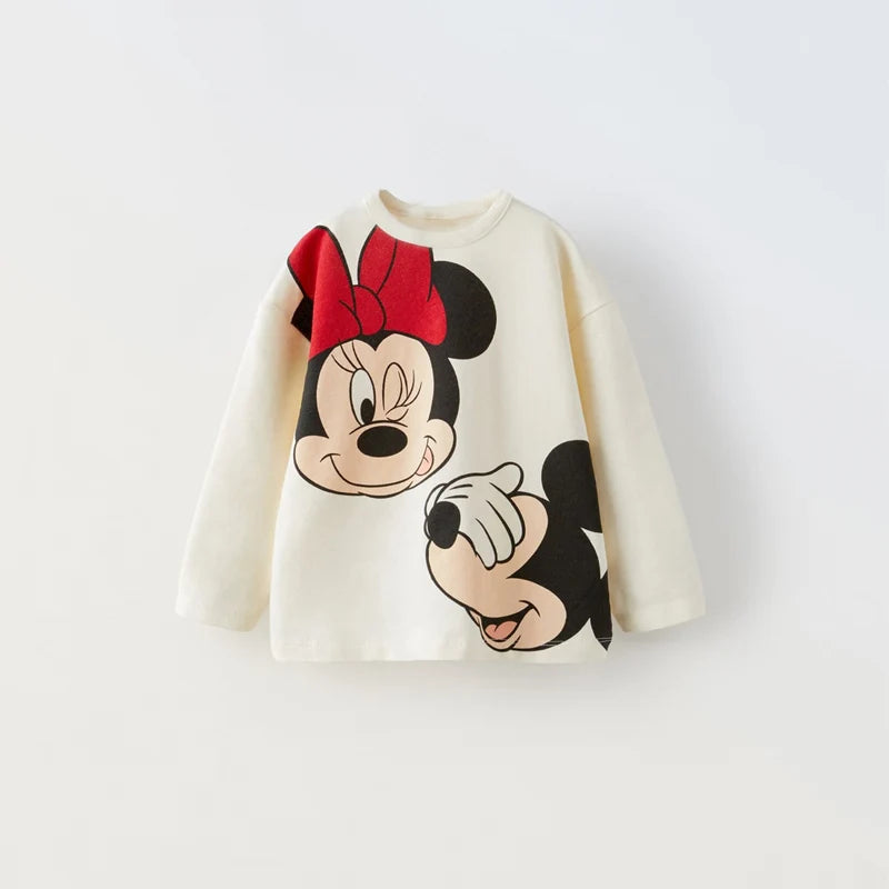 Long Sleeve Tshirt Printing Base Shirt Thin Cotton Soft Early Spring Wear Toddler Girls New Cartoon Fashion Round Neck T