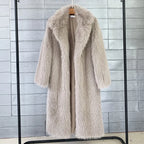 Tossy Winter Fur Feather Loose Overcoat Women's Fashion Pocket Solid Commute Streetwear Jacket Ladies Luxury Patchwork Coat 2025