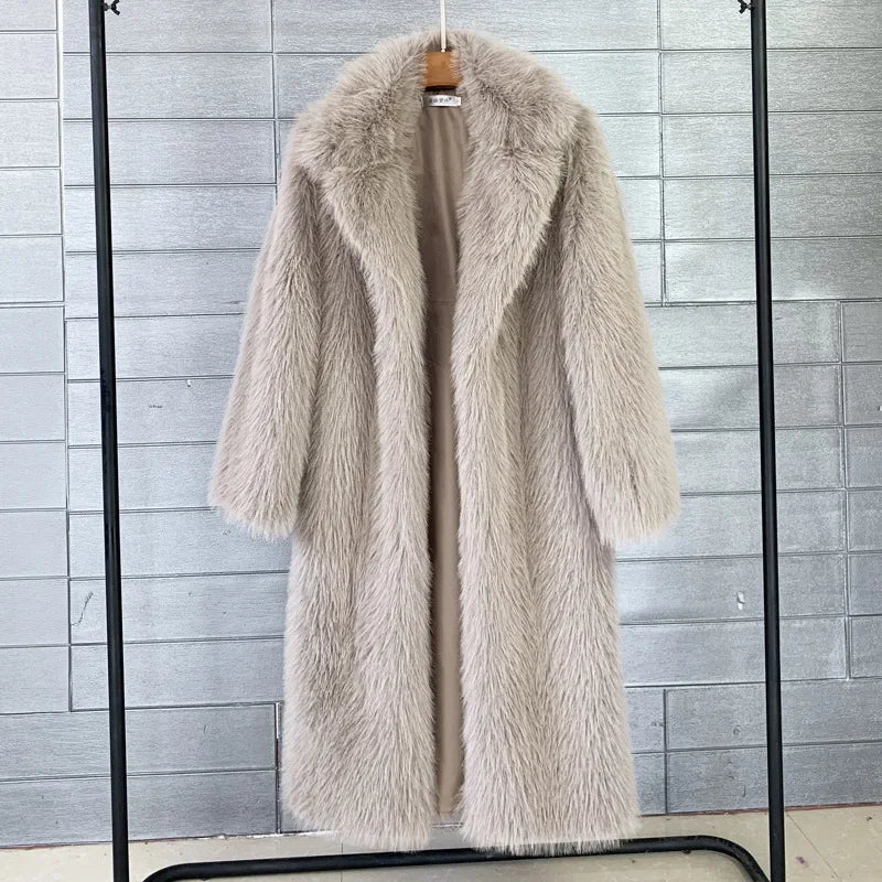 Tossy Winter Fur Feather Loose Overcoat Women's Fashion Pocket Solid Commute Streetwear Jacket Ladies Luxury Patchwork Coat 2025