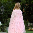 Summer Girl Princess Party Accessories Cloak Snow Queen Elsa Anna Costume Cape Rapunzel Aurora Sequins Tulle Halloween Mantle