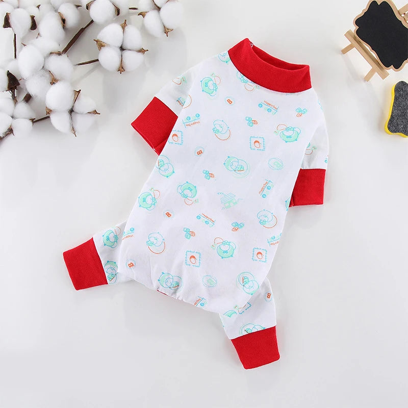 Luxury Dog Jumpsuits Pet Dog Clothes for Small Dogs Soft Cotton Puppy Pajamas Cute Print Cat Jumpsuits Pet Overalls Dog Costumes