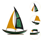 Iron Sailboat Sculpture Desktop Boat Statue Figurine Collection for Office Home Cabinet Table Centerpiece Living Room Decoration