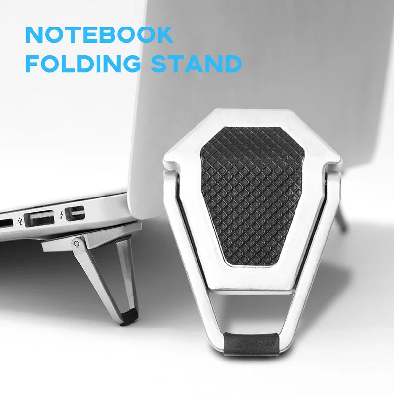 2Pcs Desktop Foldable Laptop Stand Base Portable Small Metal Base Universal Anti-Slip Stand Adjustable Notebook Cooling Holder