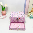 1pc Music Box with Drawer Mirror Rotating Pink Pony Jewelry Storage Box for Ring Necklaces Bracelets Birthday Gift