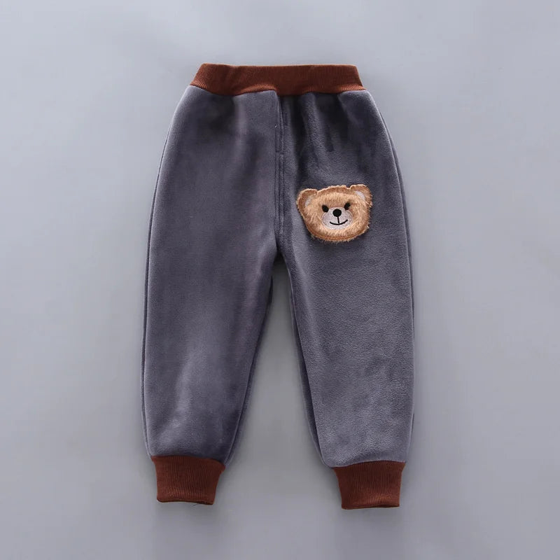 Kids Cartoon Clothing Sets Winter Autumn Boys Girls Cotton Thick Warm Hooded Sweater Cute Bear 3Pcs Children Suits 0-4 Years