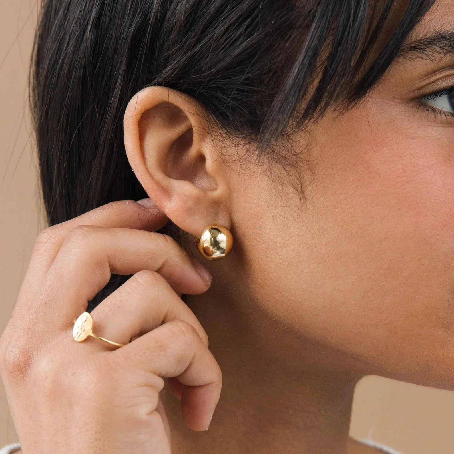 2025 Gold Silver Color Ball Round Simple Hight Quality Luxury Earrings Punk Geometric Stud Earrings For Women Party Jewelry Gift