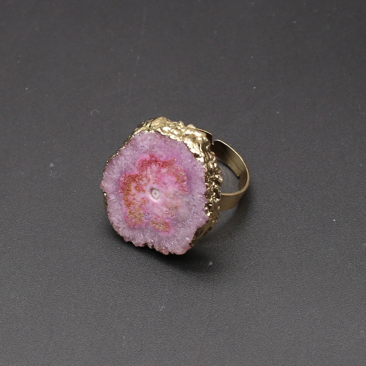 Natural Semi Precious Stones Irregular Crystal Druzy Rings Reiki Healing Embryo Agate Jewelry Accessories Party Gifts for Women