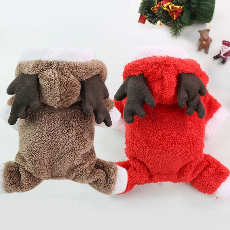 Pet Dog Cat Halloween Christmas Costume Cosplay Elk Dog Costumes for Small Dogs Winter Warm Dog Cat Clothes