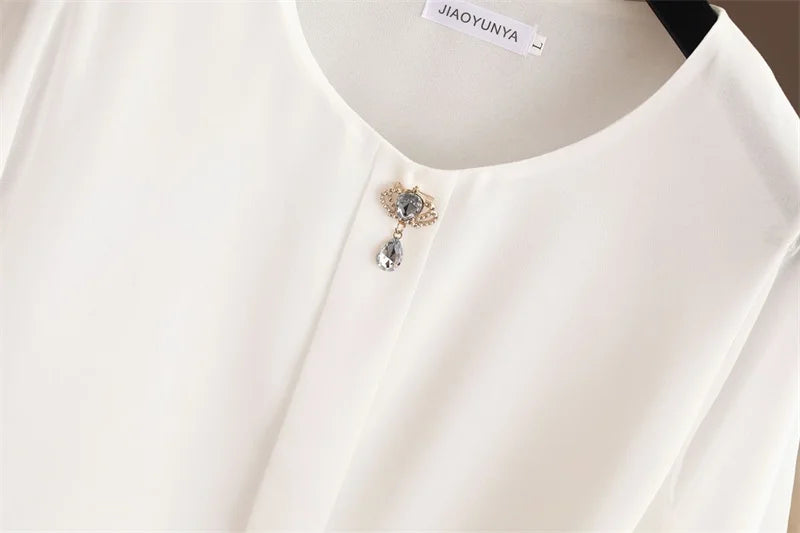 Women Blouse And Tops Summer Short Sleeve Chiffon T-shirt Middle Age Female Fashion Pullover Tshirts Shirts Large Size L-6XL