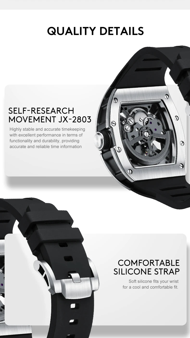 Luxury Automatic Watches Mens Mechanical Watch Bracelet Accessories  Waterproof Stainless Steel Clock Relogio