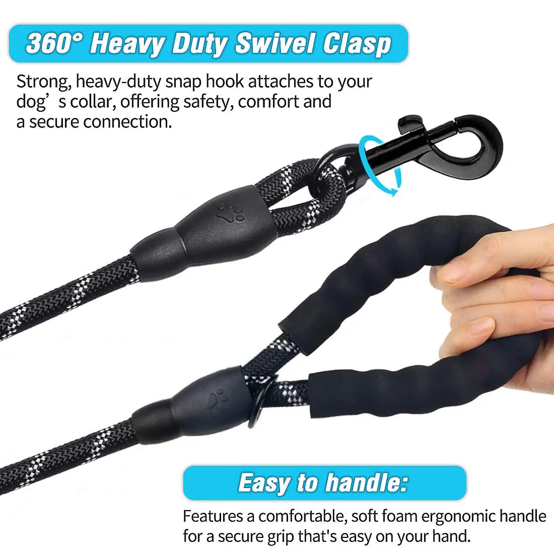 Double Dog Leash 360 Swivel No Tangle Walking Leash Shock Absorbing Bungee for Two Dogs Retractable Elastic Luminous Dog Leash