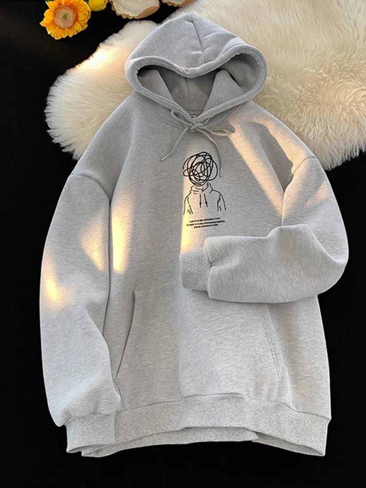 Funny Brainstorming Boy Graphic Hoodies For Men Hip Hop Fashion Baggy Sweatshirts Oversized Clothes Fleece Pullover Sweatshirts