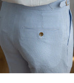 High-end Striped Men's Suit Pants Spring Summer Thin Italian Straight Casual Trousers Blue Paris Buckle Business Trousers