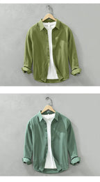 2025 Spring New Casual 100% Cotton Long Sleeve Shirt for Men Multi-color Simple Solid Color Classic Daily Shirts CM6651
