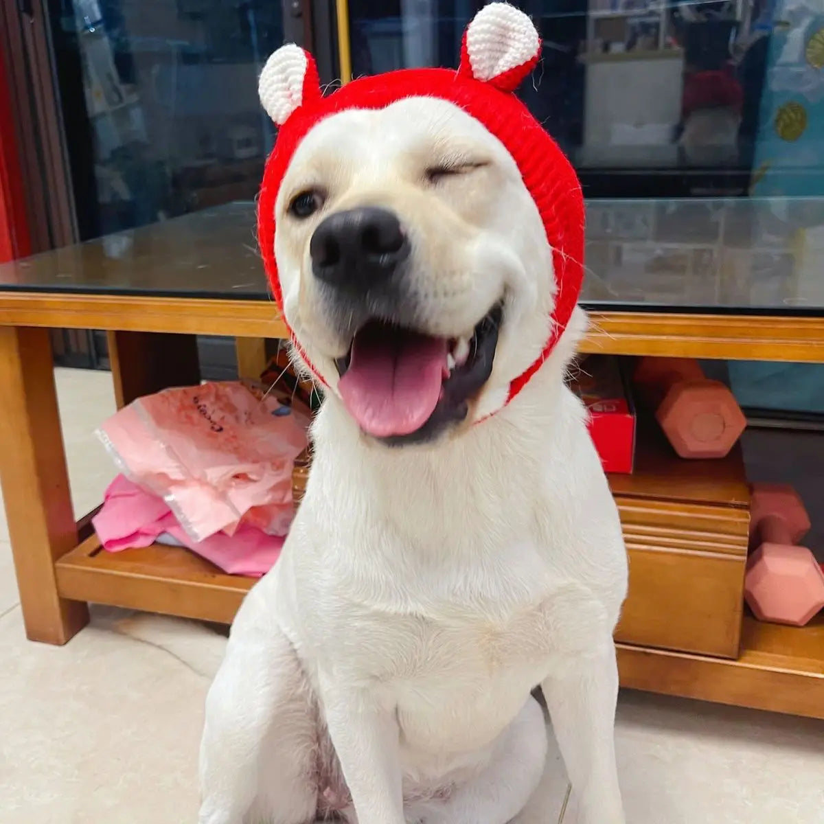 Quiet Dog Ear  Pet Ears Covers Knitted Hat Relief Winter Warm  Hat for dogs warm pet puppy dog ears in winter Christmas Gift