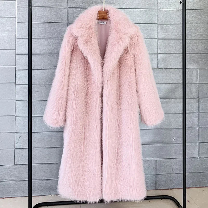 Tossy Winter Fur Feather Loose Overcoat Women's Fashion Pocket Solid Commute Streetwear Jacket Ladies Luxury Patchwork Coat 2025