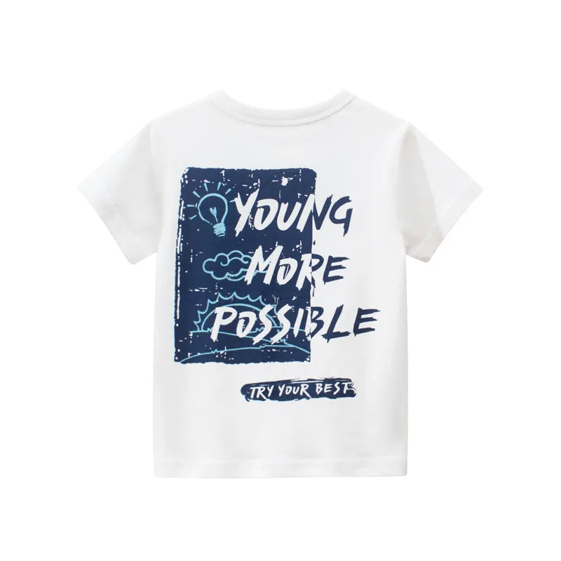 Children Short Sleeve T-shirts Korean Version Kids Clothing Boy Baby Cotton Tees 2-9 Years Summer Cartoon Tops