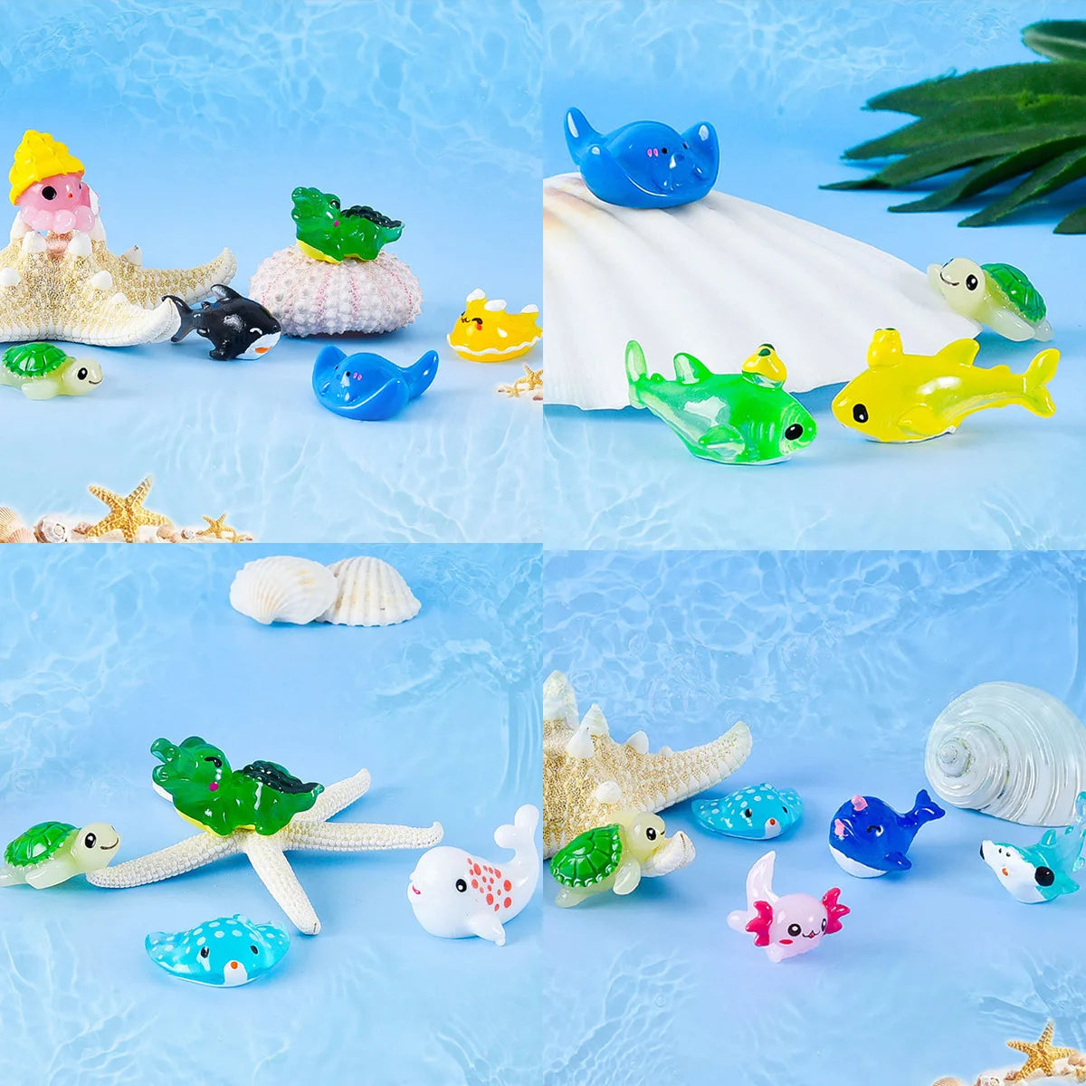 Mini Ocean Resin Animals Tiny Sea Animals Figurines Marine Miniature Animals Aquarium Ornaments Home Decorations