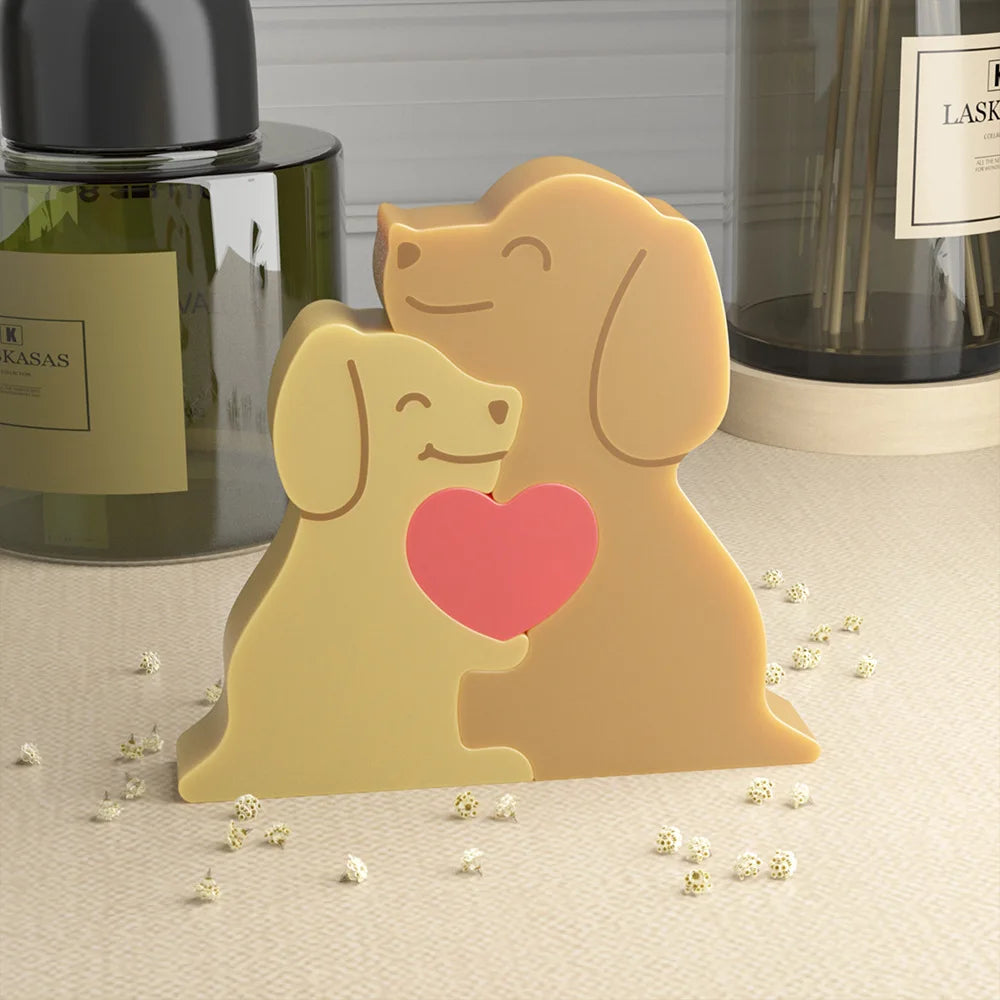 Dogs Family Puzzles Clay Silicone Mold Cat Bear Elephant Gypsum Plaster Mould Animal Craft Ornament Cement Concrete Resin Mold