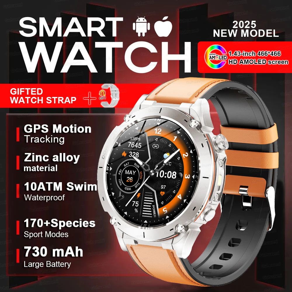 Men New Outdoors Sports Military GPS SmartWatch 10ATM Waterproof 730mAh High Battery Compass NFC HD Call For Huawei Xiaomi Watch