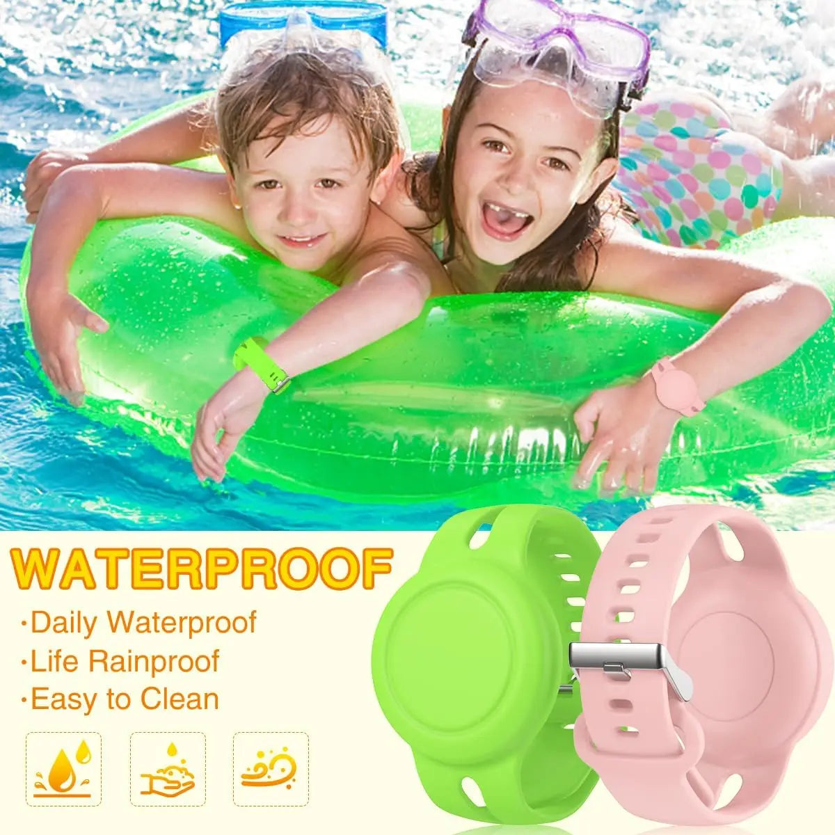 Airtag Bracelet for Kids Waterproof, Silicone Wristband Case Cover for Anti-lost Band StraP Hidden Accessories for Toddler Child