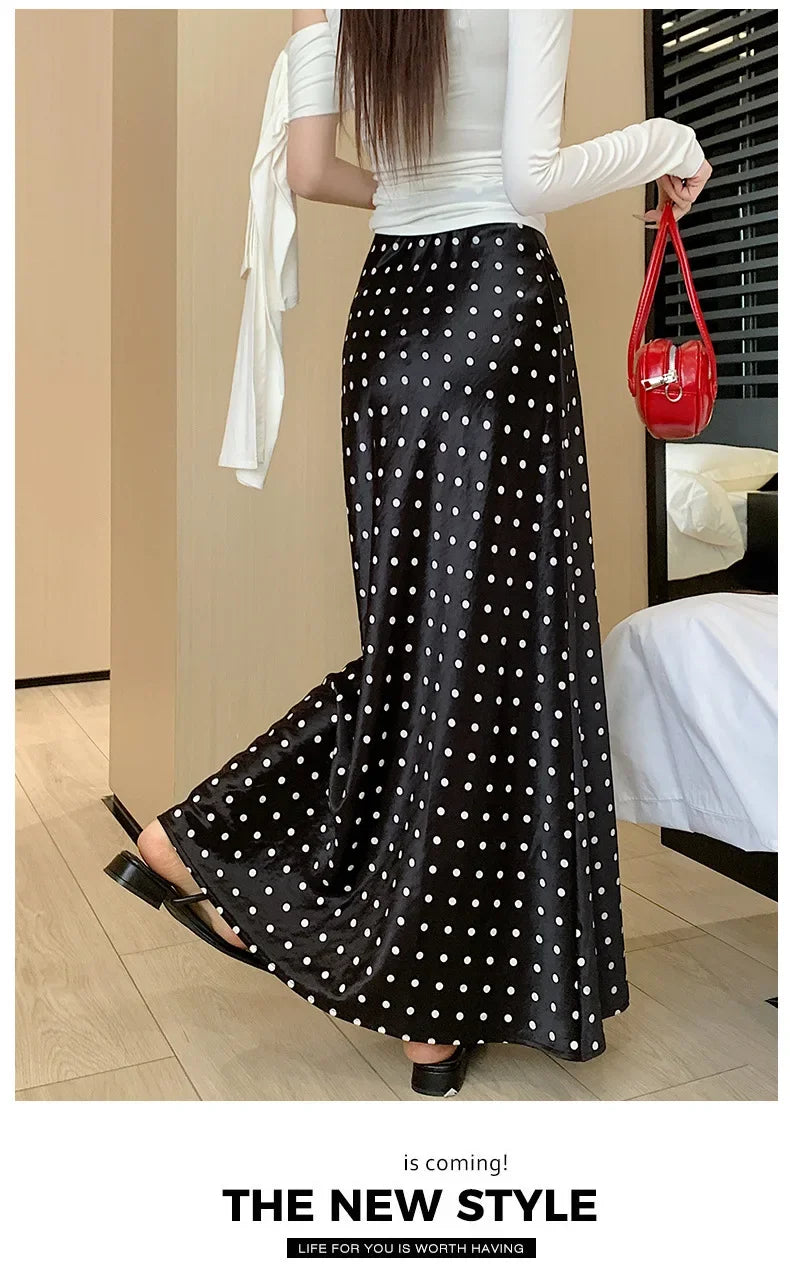 Spring 2025 High-Waisted Hoop Skirt Women's Vinegar Slimfish Tail Skirt A- Line Flared Hip Covering Long Dress