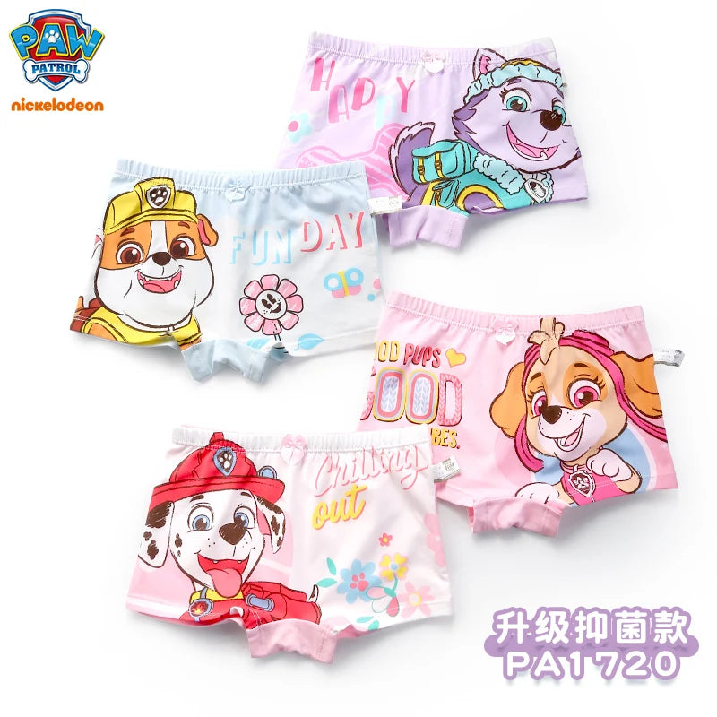 4PCS Genuine Paw Patrol Skye Girl Children Cotton Underwear Printing Panties Kids Short Panties Underpants Girls Briefs Panties