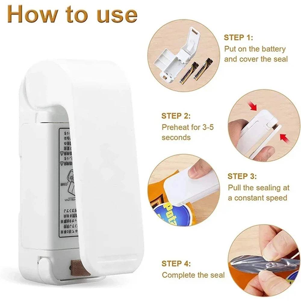 Mini Packaging Sealer Portable Plastic Bag Clip Sealing Machine Food Storage Seal Snack Sealing Household Kitchen Gadgets