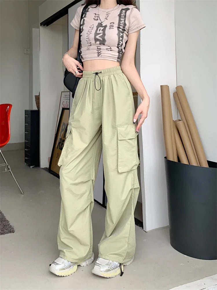 High Waist Wide Leg Workwear Pants Women's Spring 2024 Loose Sun Protection Casual Sports Thin Style Fashionable Trousers