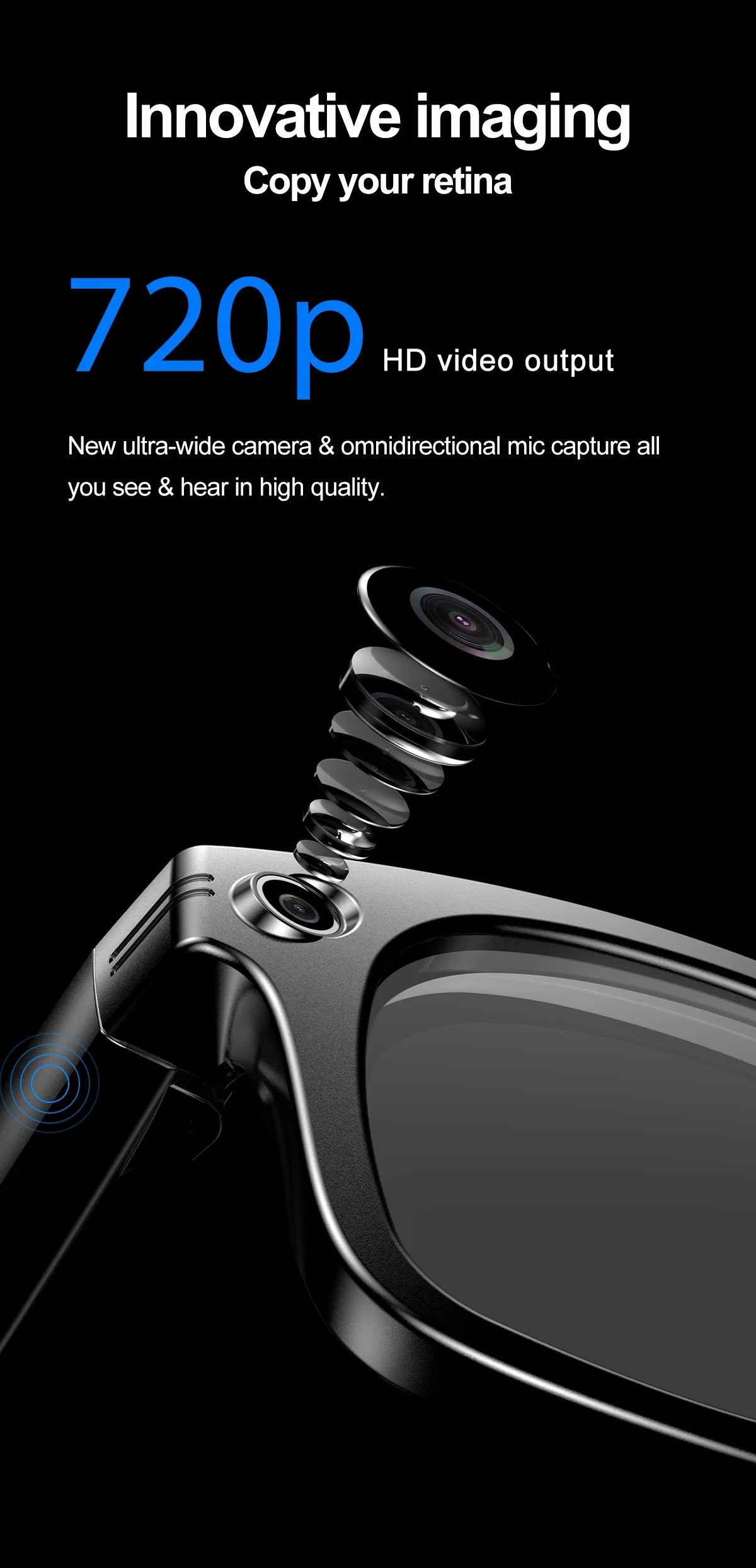 LIGE AI Smart Glasses 720P Camera Video Recorder Bluetooth Call 260mAh Battery Voice Assistant Control Sunglasses For Men Women