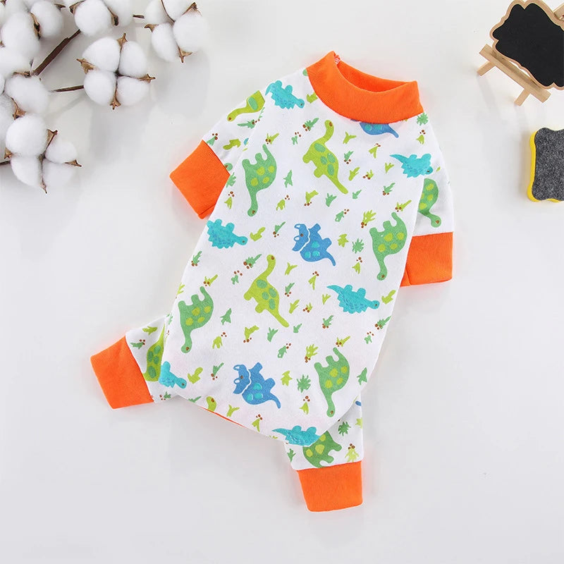 Luxury Dog Jumpsuits Pet Dog Clothes for Small Dogs Soft Cotton Puppy Pajamas Cute Print Cat Jumpsuits Pet Overalls Dog Costumes