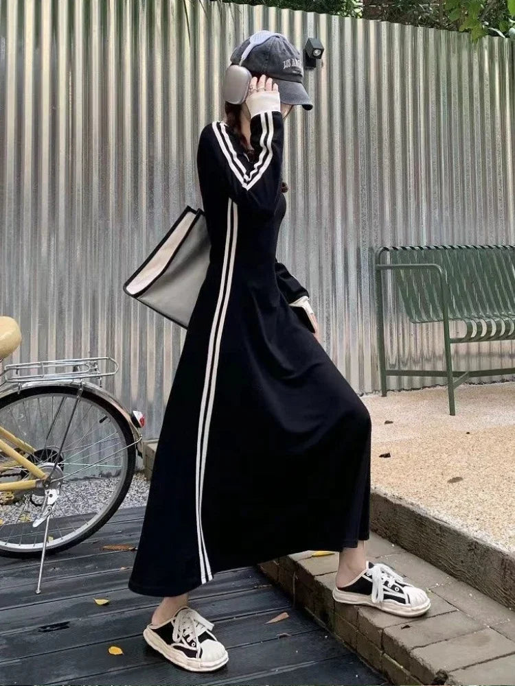 Plus Size 4xl 5xl Casual Slim Long Sleeve Dresses Summer Black Office Lady Womens Clothing Spring Korean Fashion Elegant Dress