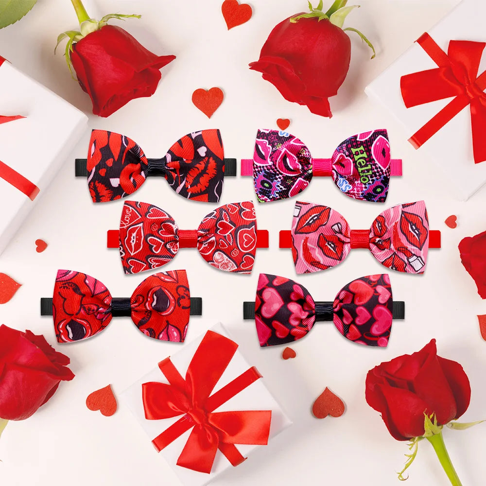 10pc Dog Bow Tie Valentine's Day Dog Grooming Accesories Pink Love Pets Dogs Bowties Neckties Spring  Samll Dog Accessories
