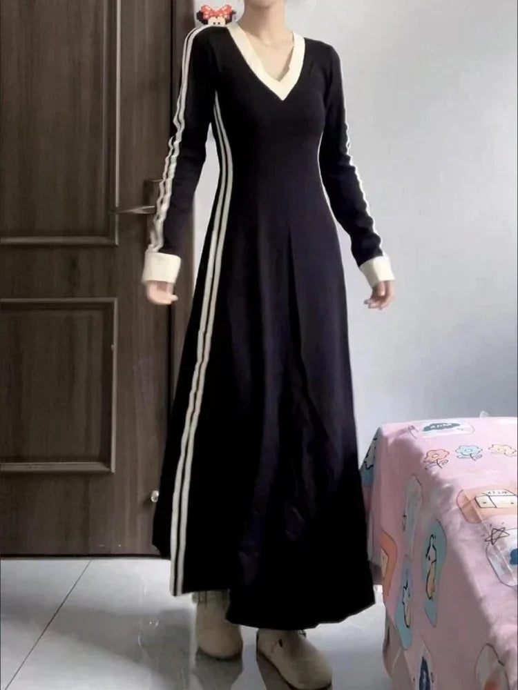 Plus Size 4xl 5xl Casual Slim Long Sleeve Dresses Summer Black Office Lady Womens Clothing Spring Korean Fashion Elegant Dress
