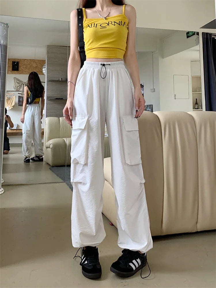 High Waist Wide Leg Workwear Pants Women's Spring 2024 Loose Sun Protection Casual Sports Thin Style Fashionable Trousers