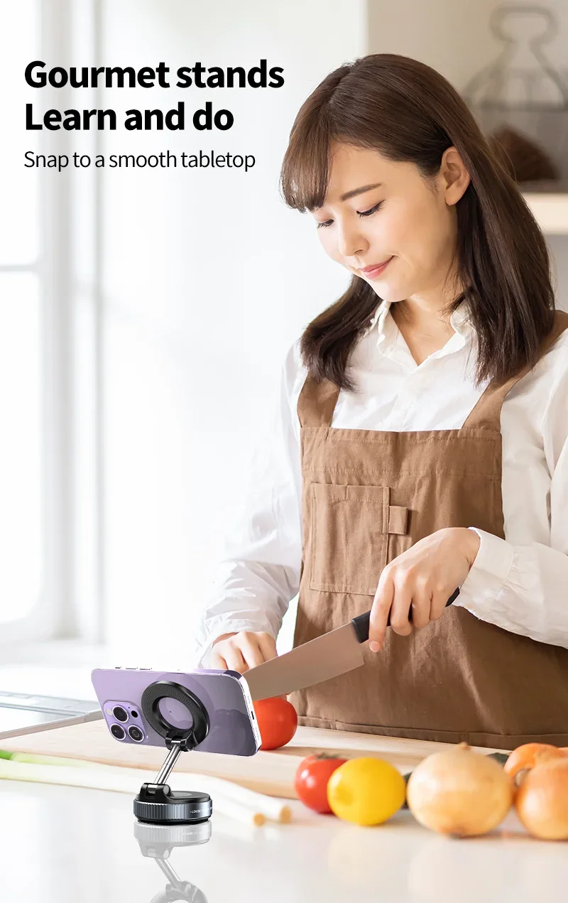 360° Vacuum Strong Suction Cup Magnetic Car Phone Holder for All Smartphones & All Car Models adjustable for Mirror Shower Gym