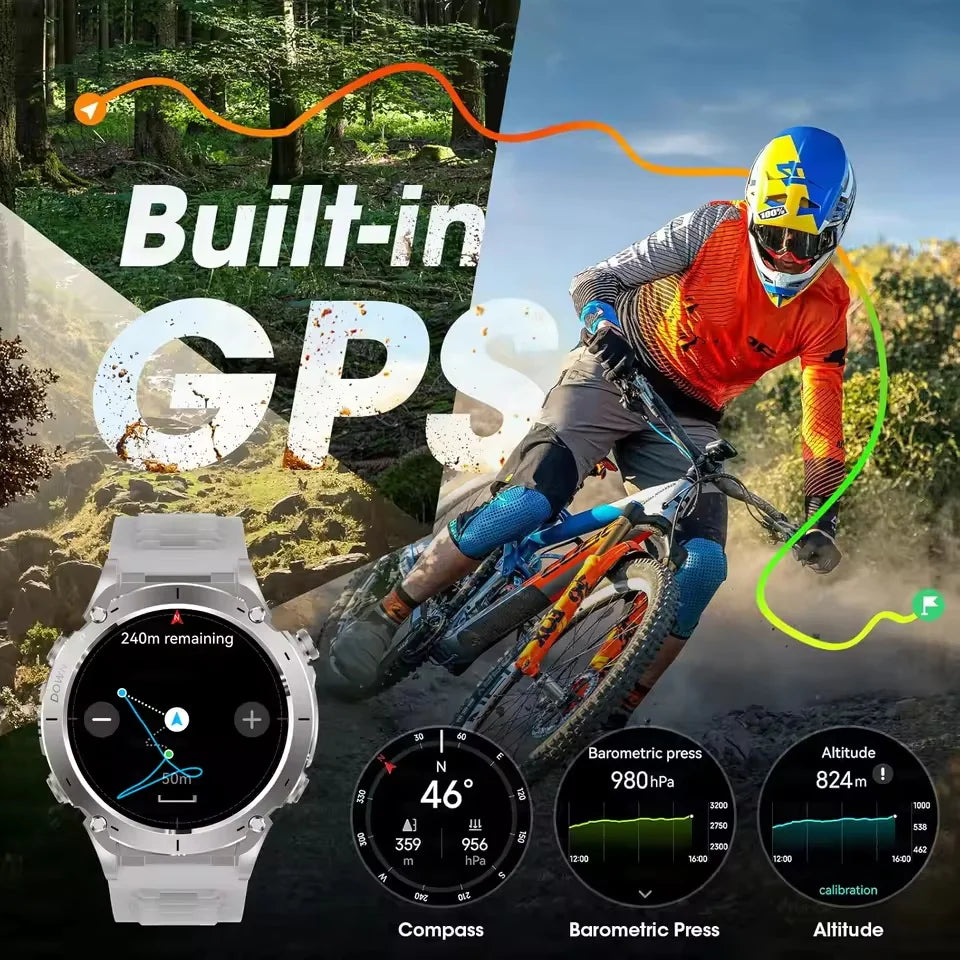 Men New Outdoors Sports Military GPS SmartWatch 10ATM Waterproof 730mAh High Battery Compass NFC HD Call For Huawei Xiaomi Watch