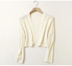 Women 55% Mulberry Silk 45% Cotton Shawl Wrap Hollow out Coat Top Cardigan Long Sleeve Blouse Shirt LY031