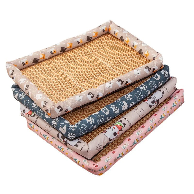 Summer Cat Nest Pet Cooling Mat Dog Cooling Sofa Breathable Pad Moistureproof Rattan Wear Cat Puppy Basket Mats cama para
