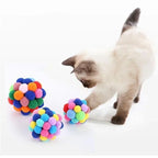 Pet Toy Cat Toys Cat Plush Ball Toys Pet Bouncy Bell Ball Toy Colorful Pompoms Pet Supplies Random Color