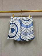 Elegant 2025 Summer Women's Geometric Print Contrasting Collar Shirt+Shorts+Long Sleeved Shirt+Pleated Skirt Set