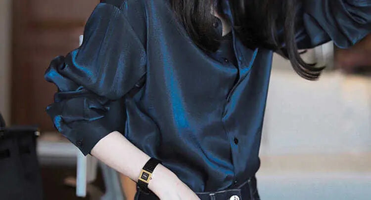 Comfortable Turn-down Collar All Seasons Women's Clothing 2023 Chiffon Trend All-match Korean Solid Color Long Sleeved Blouses