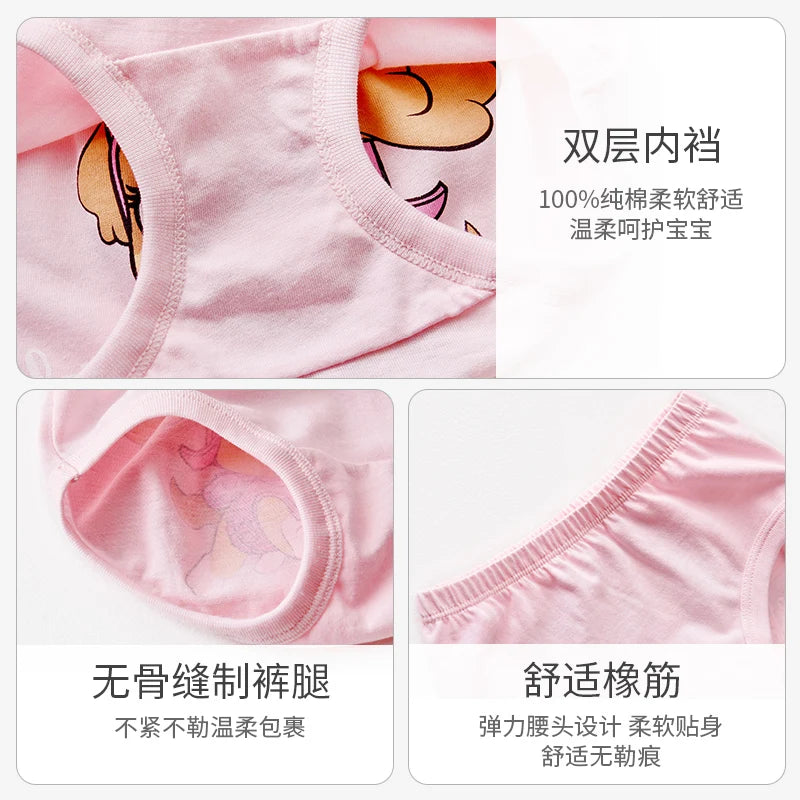 4PCS Genuine Paw Patrol Skye Girl Children Cotton Underwear Printing Panties Kids Short Panties Underpants Girls Briefs Panties