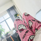 Sanrio Hello Kitty Fleece Coral Pajama Pants Soft Trousers Women Casual Home Trousers Kawaii Anime Cartoon Birthday Gift