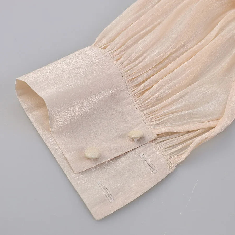 Pleated Mini Dress Women New Fashion Puff Sleeve Elegant V-neck High Waist Evening Party Dresses Lady Holiday Beach Vestidos