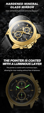 NAVIFORCE  Hands Wristwatches Genuine Leather Strap Alloy Case Casual Watches Dress Watch for Men Waterproof with Date Luminous