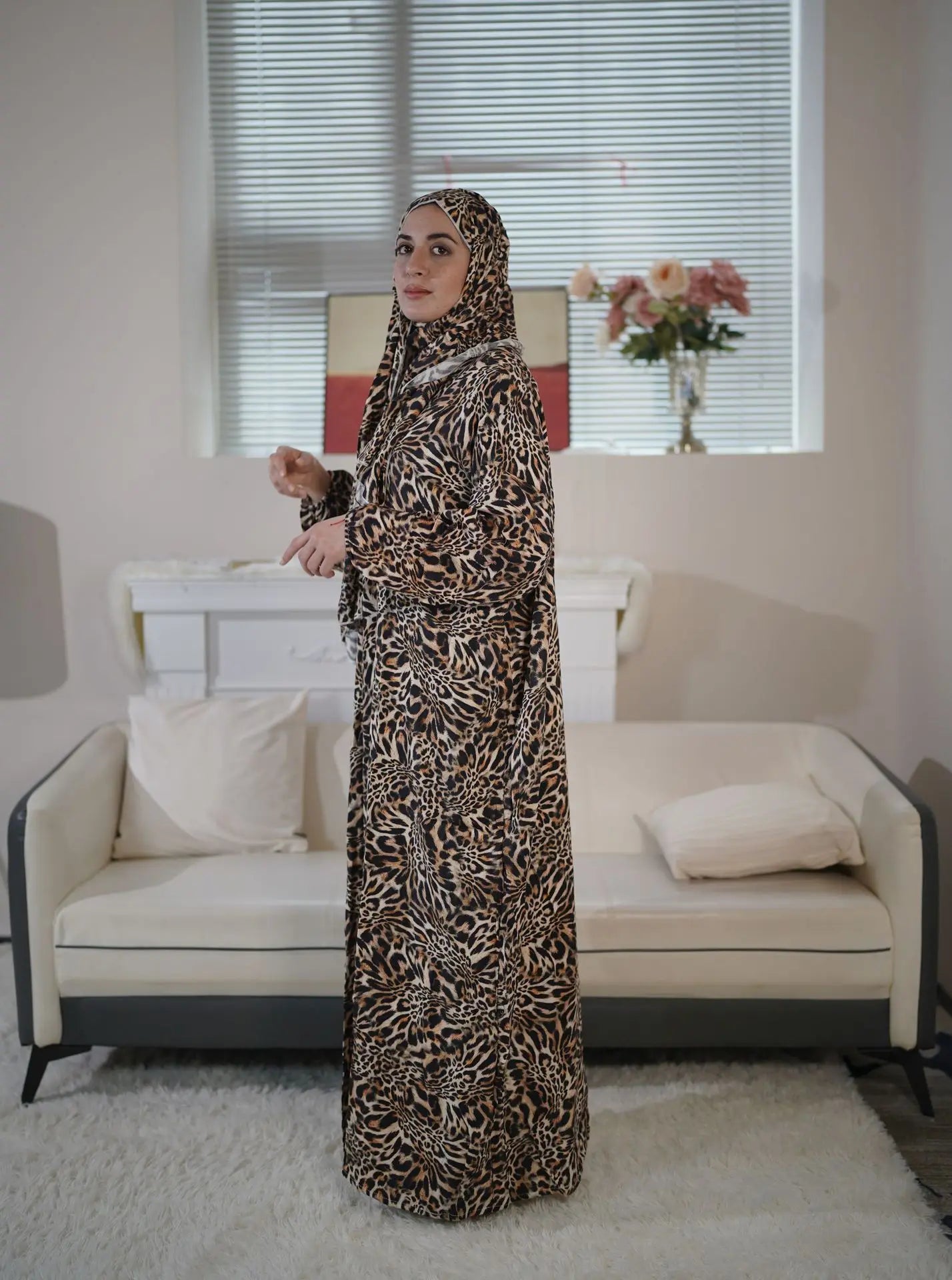 Eid Muslim Women Prayer Dresses Scarf Abayas Leopard Print Long Robe Ramadan Morocco Dubai Kaftan Islam Saudi Vestidos Jalabiya