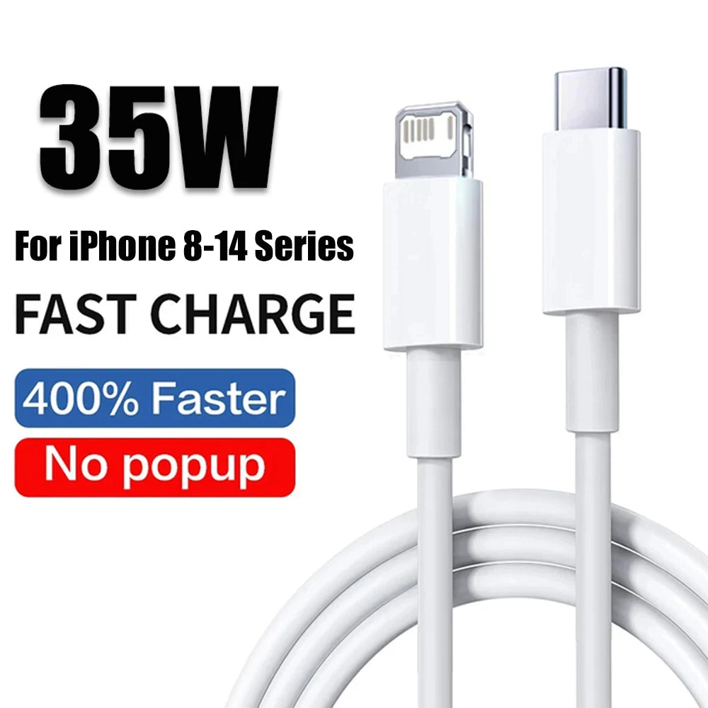 PD 35W USB Cable For iPhone 16 15 14 13 12 11 Pro Max 7 8 Plus XS XR Fast Charging USB C Cables 2M Date Wire Charger Accessories