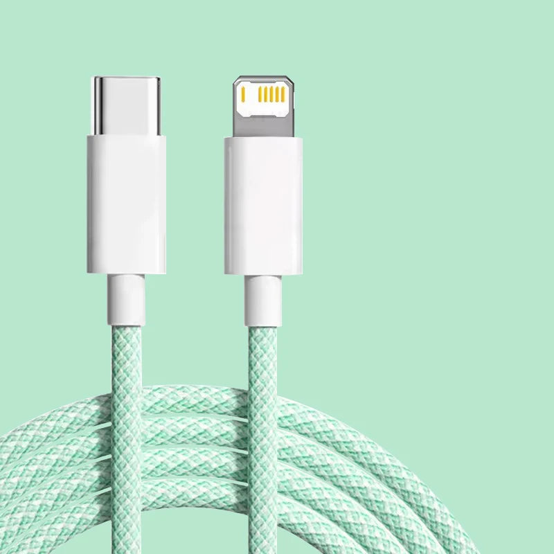 20W USB A to L Color Cable For iPhone 14 13 12 11 Pro XS Max XR XS X SE 8 7 Plus PD Fast Charge Type C Braid Cables Accessories
