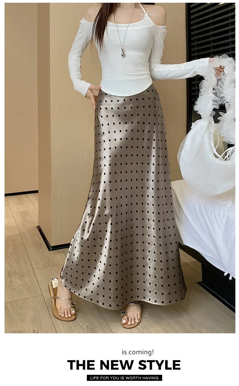 Spring 2025 High-Waisted Hoop Skirt Women's Vinegar Slimfish Tail Skirt A- Line Flared Hip Covering Long Dress